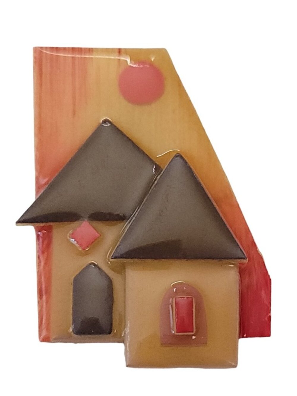 Lucinda Yellow Orange Brown House Pin L22